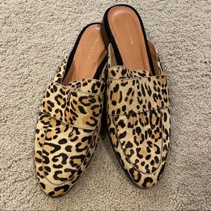 Halogen Calf Hair Leopard Mules
